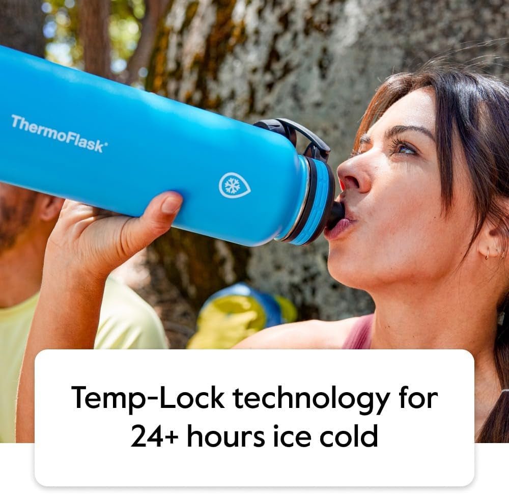 Thermoflask 18 Oz Double Wall Vacuum Insulated Stainless Steel Water Bottle Spout Straw Lids - PREMA TIME - Prema Time