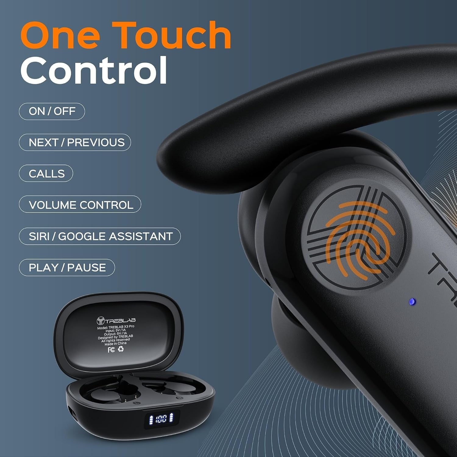 TREBLAB X3 Pro Workout Earbuds - Punchy Bass, 145H Playtime, IPX5 Waterproof, 2 Mics - Prema Time