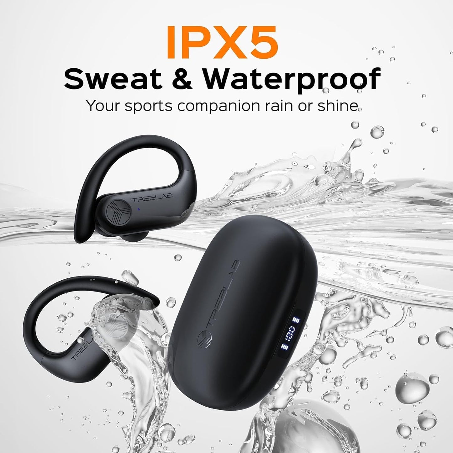 TREBLAB X3 Pro Workout Earbuds - Punchy Bass, 145H Playtime, IPX5 Waterproof, 2 Mics - Prema Time