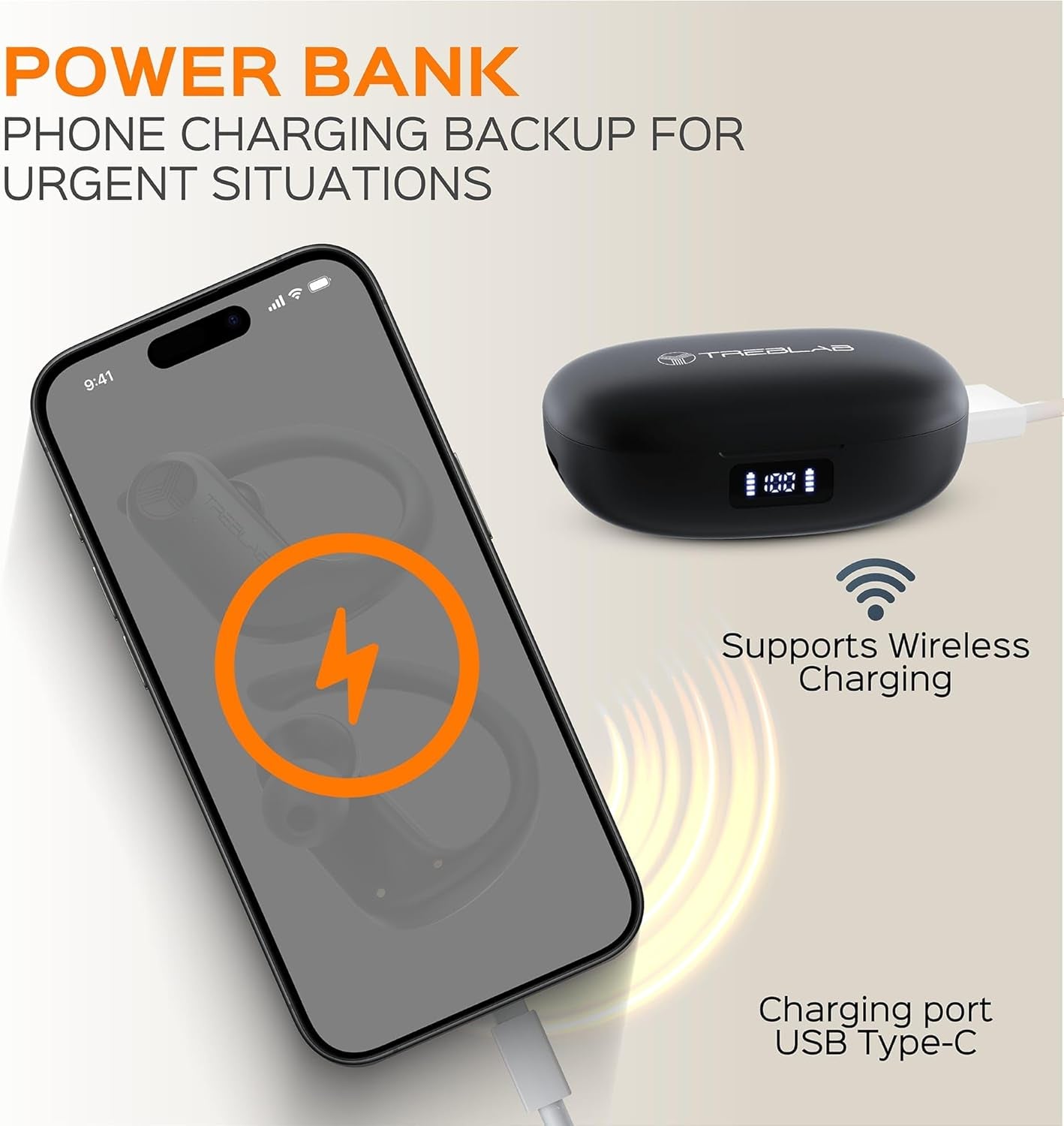 TREBLAB X3 Pro Workout Earbuds - Punchy Bass, 145H Playtime, IPX5 Waterproof, 2 Mics - Prema Time