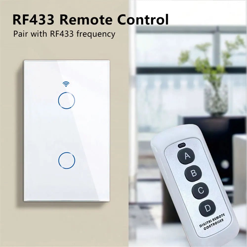 Tuya WiFi Smart Wall Switch RF433 - No Neutral Wire - Touch LED Light - Smart Home Alexa Google - Prema Time