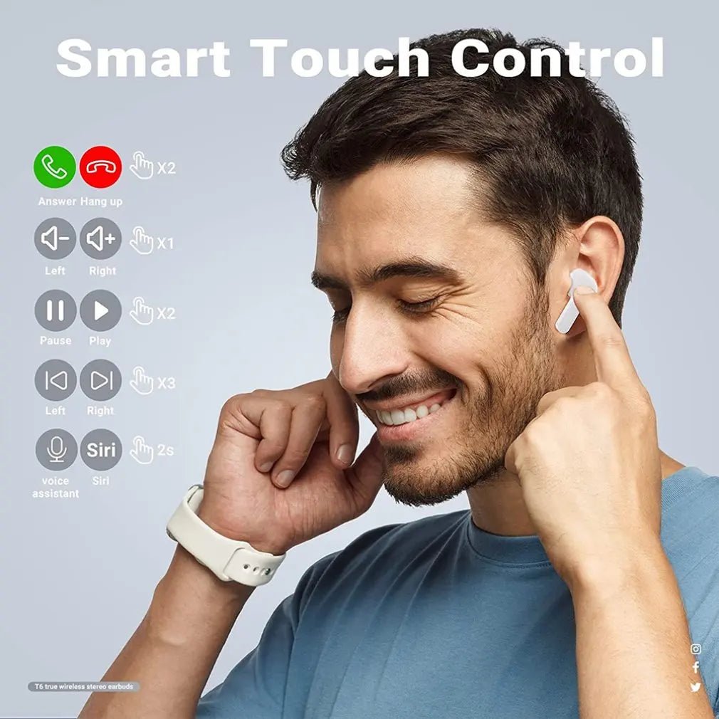 TWS Wireless Earphones Transparent Bluetooth ENC Sports Headphones LED Display Stereo Sound - PREMA TIME - Prema Time