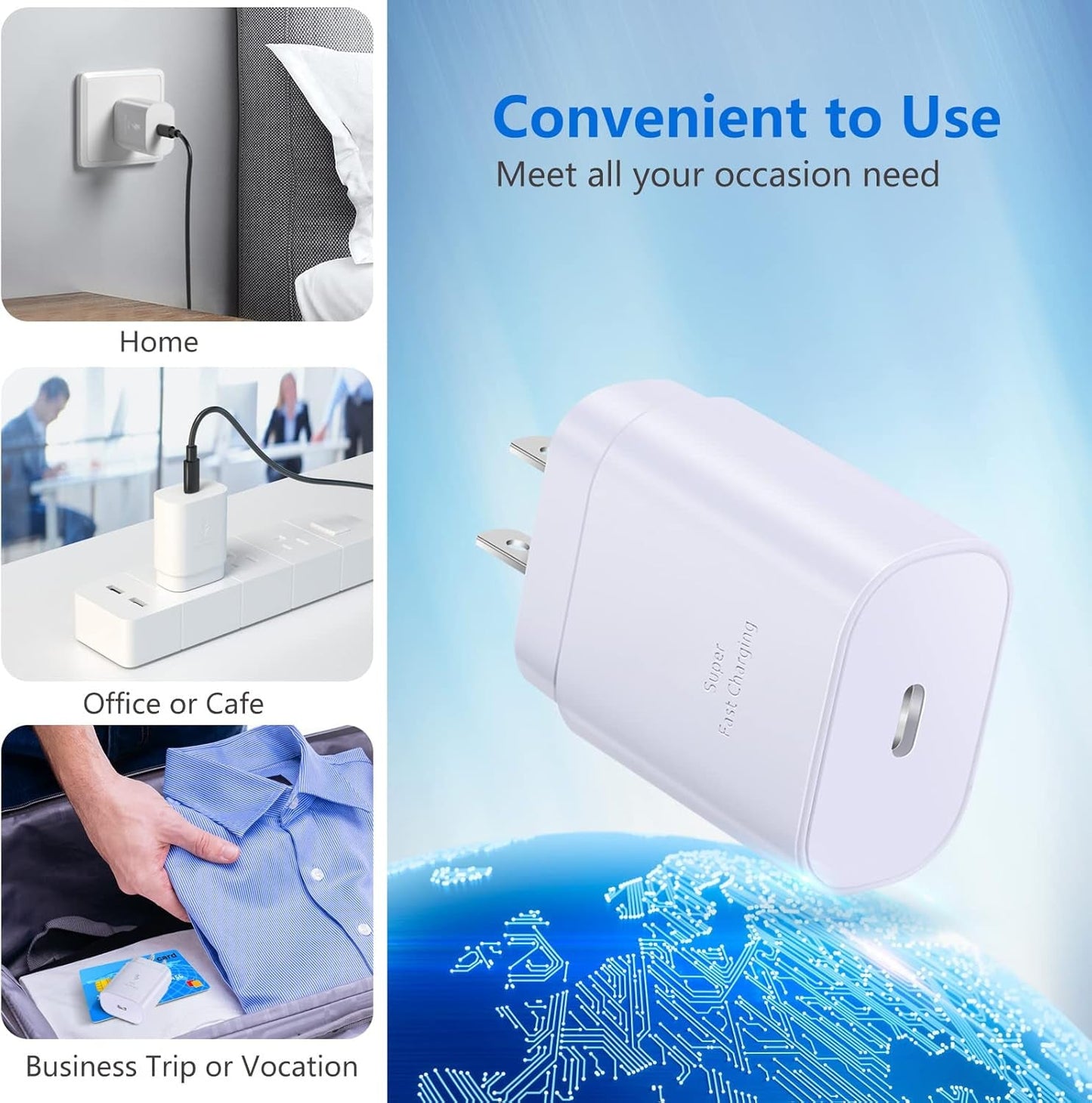 3-Pack USB-C Charger - 25W Fast Charge iPhone Samsung - PREMA - Prema Time