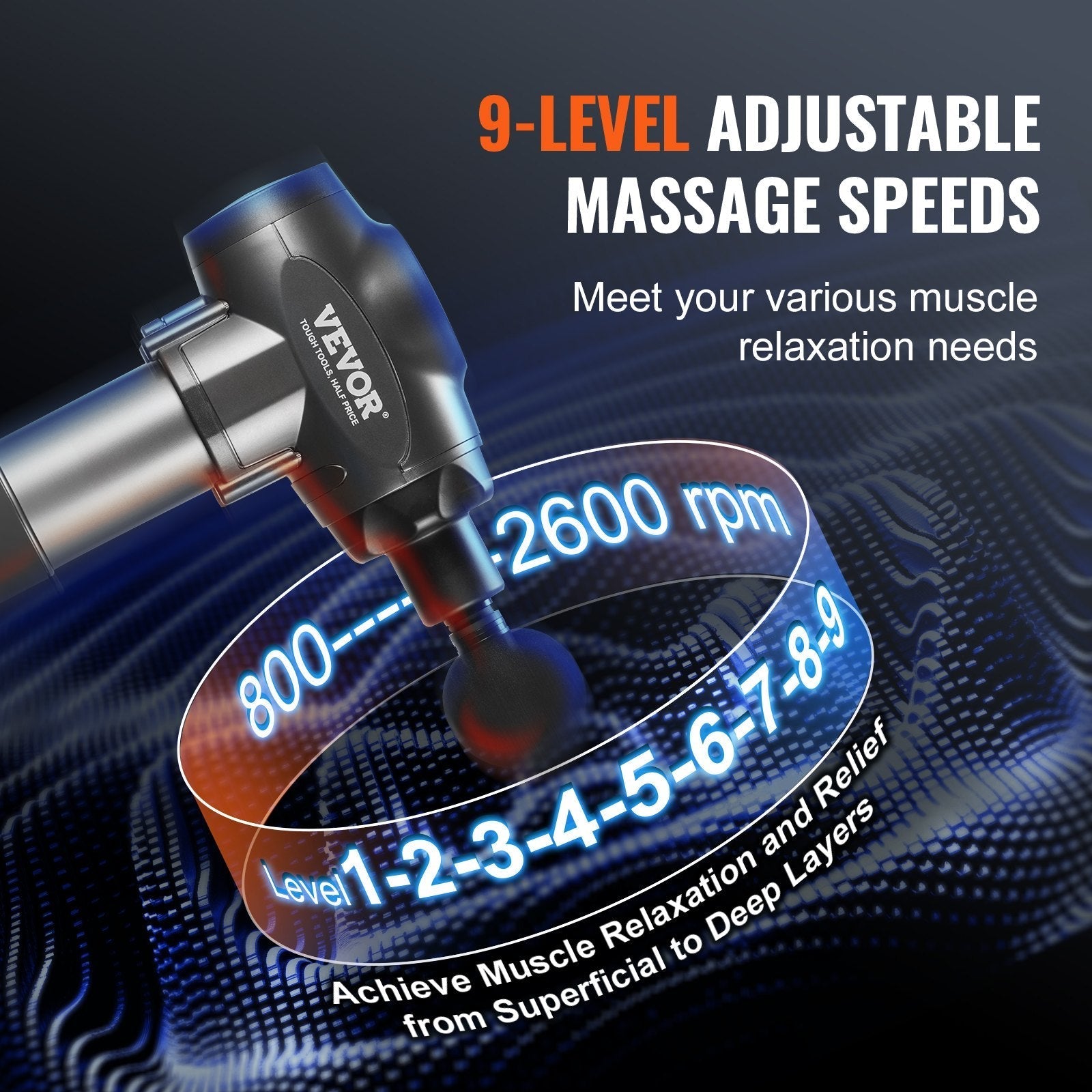 VEVOR Deep Tissue Massager Gun - 9 Speed Percussion Massager for Athletes Muscle Relaxation - Prema Time