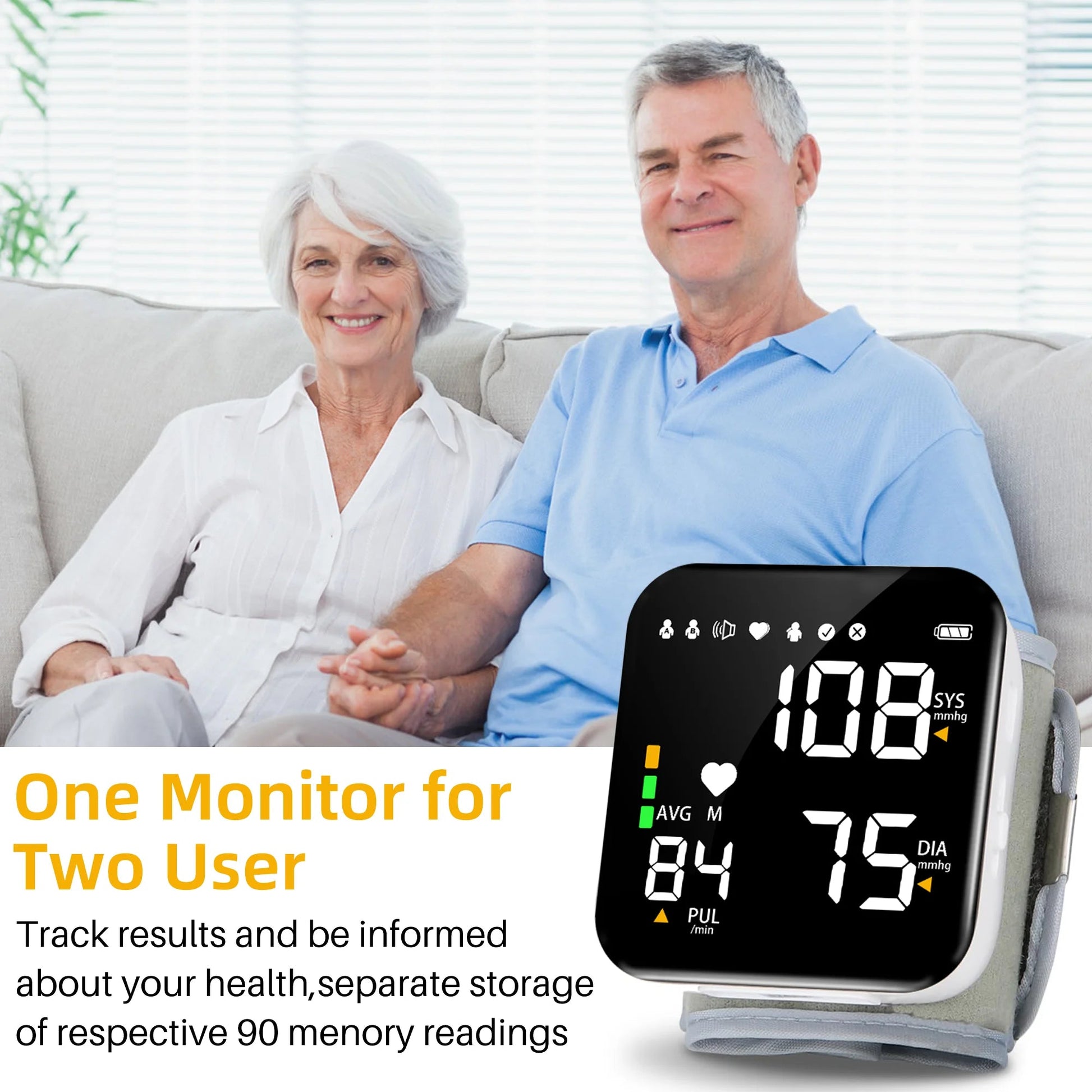 VIIWII Automatic Wrist Blood Pressure Monitor Adjustable Cuff LCD Display Rechargeable Home Use - PREMA TIME - Prema Time