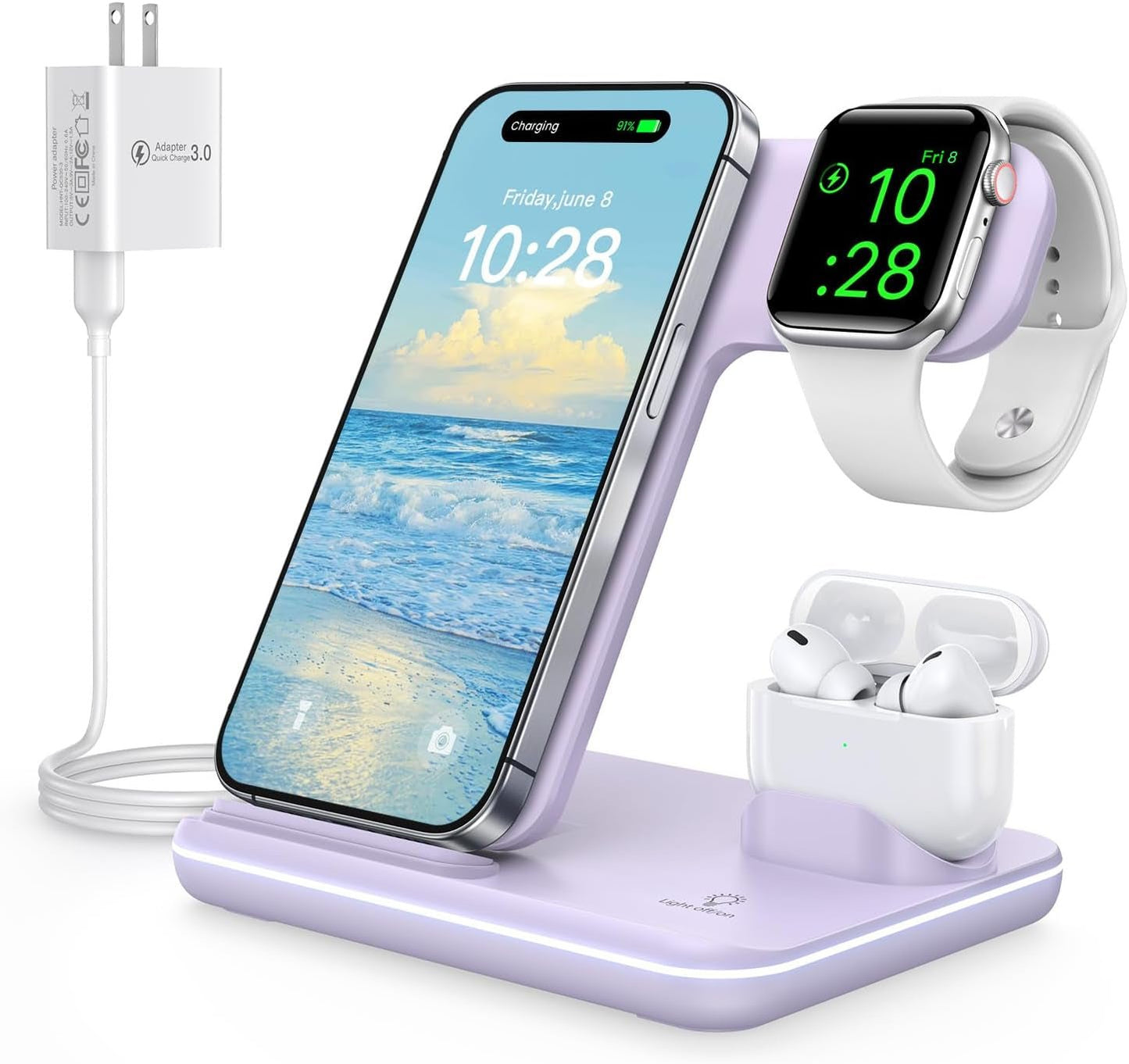 WAITIEE 3 - in - 1 Wireless Charger - iPhone 16 Apple Watch AirPods Charging Station - PREMA TIME - Prema Time