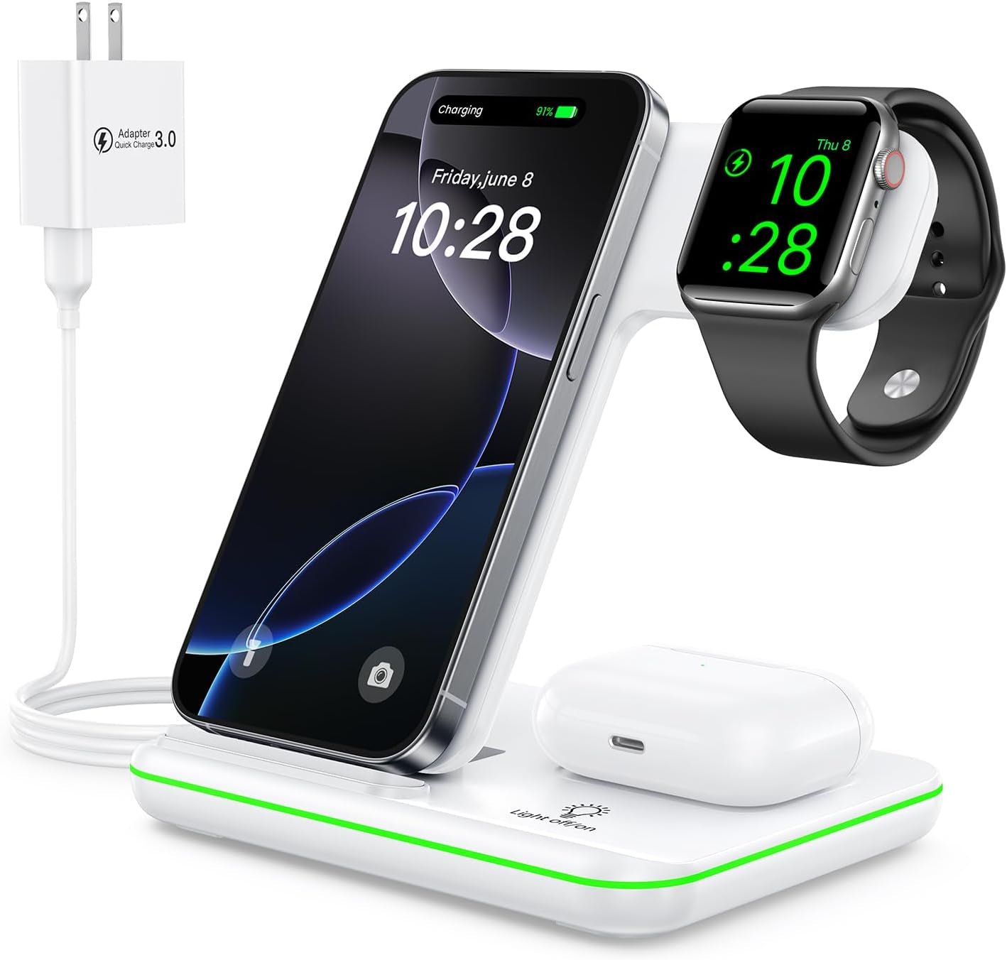 WAITIEE 3 - in - 1 Wireless Charger - iPhone 16 Apple Watch AirPods Charging Station - PREMA TIME - Prema Time
