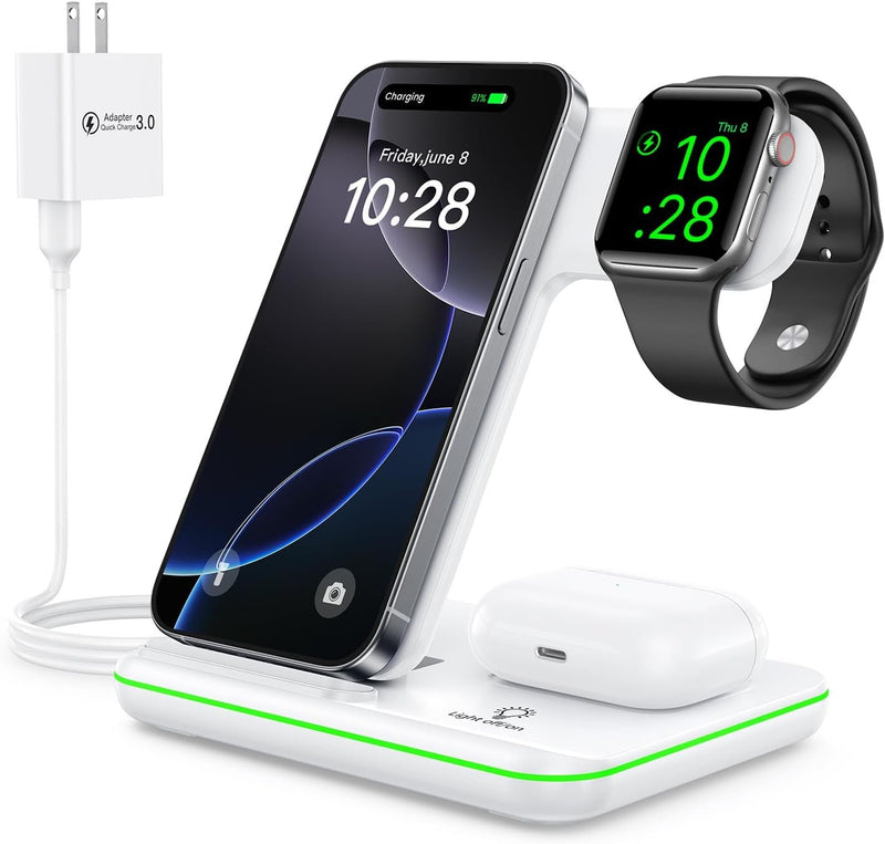 WAITIEE 3 - in - 1 Wireless Charger - iPhone 16 Apple Watch AirPods Charging Station - PREMA TIME - Prema Time