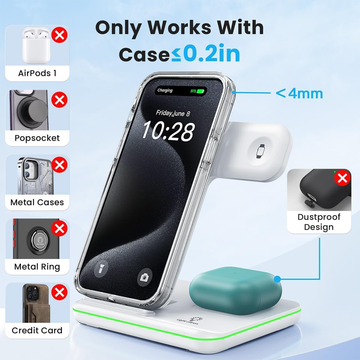 WAITIEE 3 - in - 1 Wireless Charger - iPhone 16 Apple Watch AirPods Charging Station - PREMA TIME - Prema Time