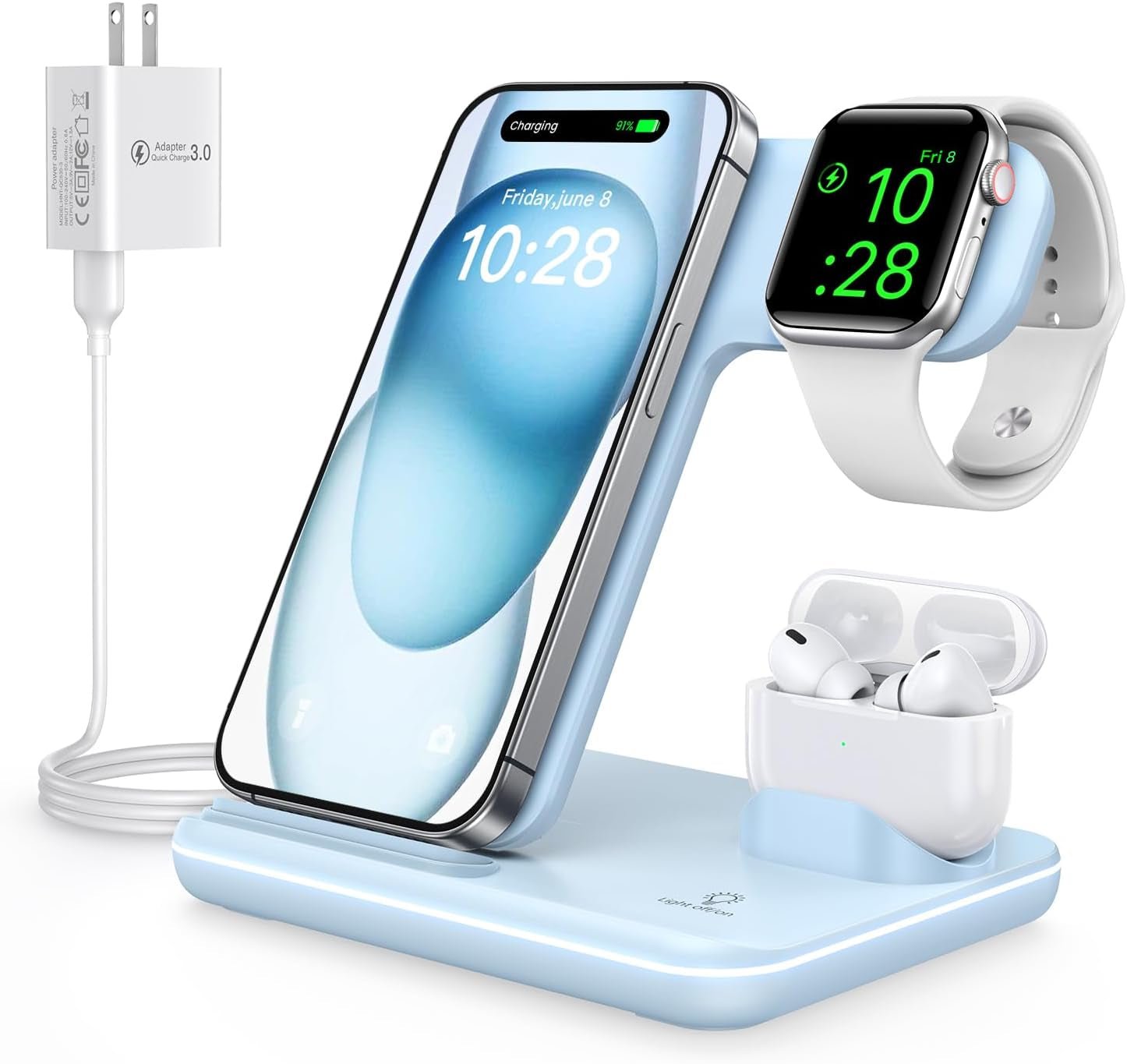 WAITIEE 3 - in - 1 Wireless Charger - iPhone 16 Apple Watch AirPods Charging Station - PREMA TIME - Prema Time