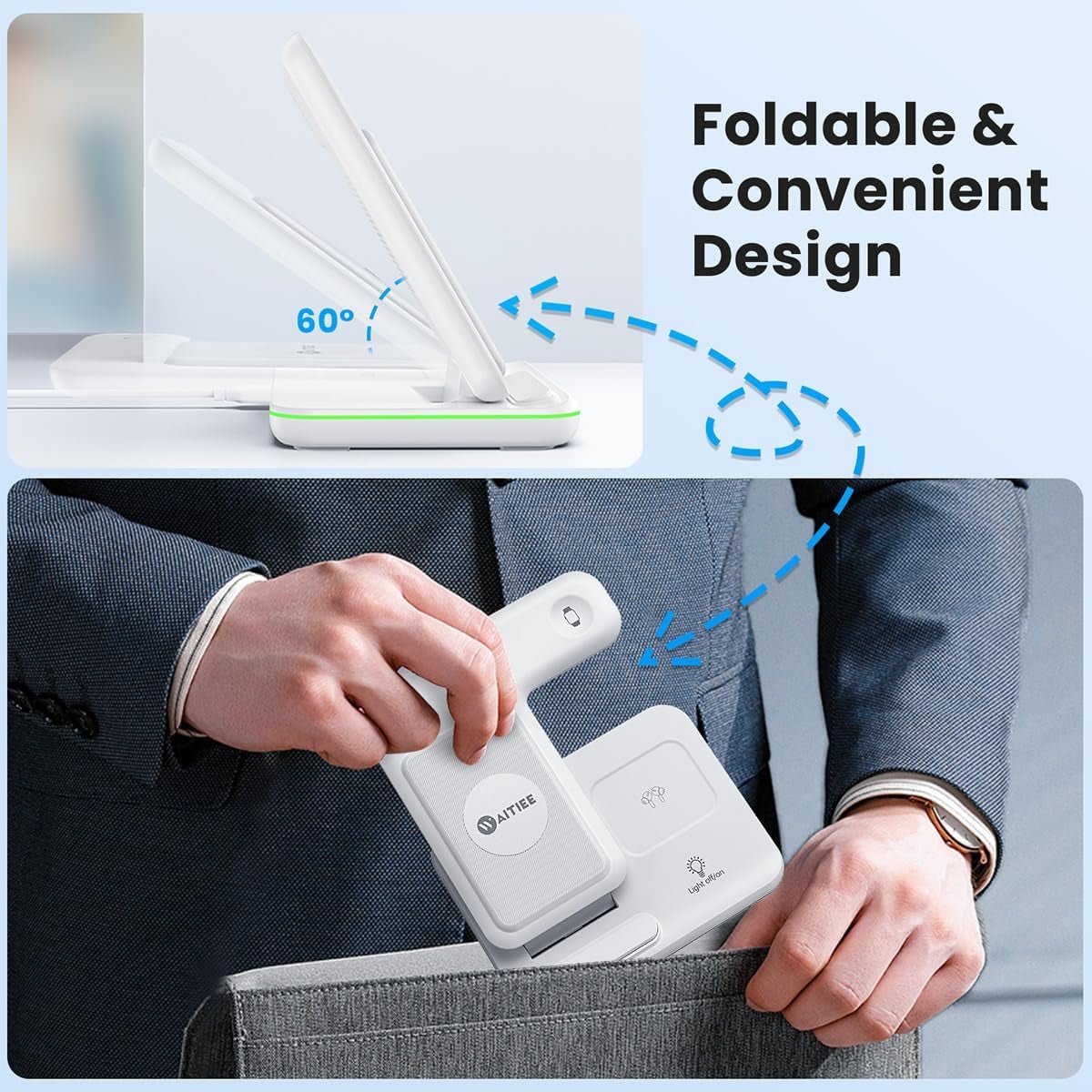 WAITIEE 3 - in - 1 Wireless Charger - iPhone 16 Apple Watch AirPods Charging Station - PREMA TIME - Prema Time