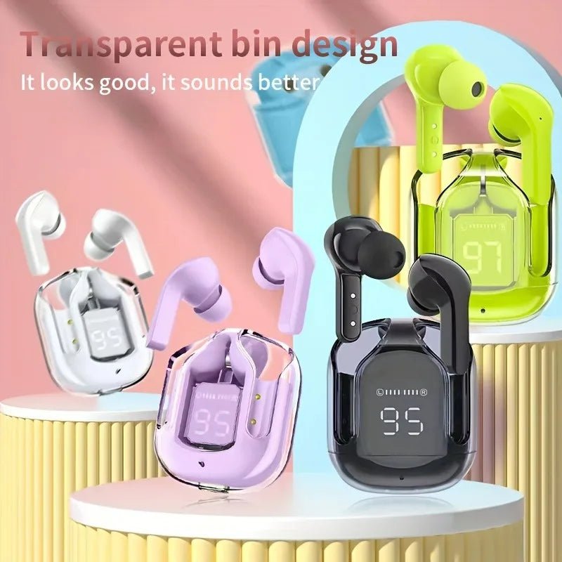 Wireless Bluetooth Earbuds Transparent HIFI LED Display Stereo Sound - PREMA TIME - Prema Time