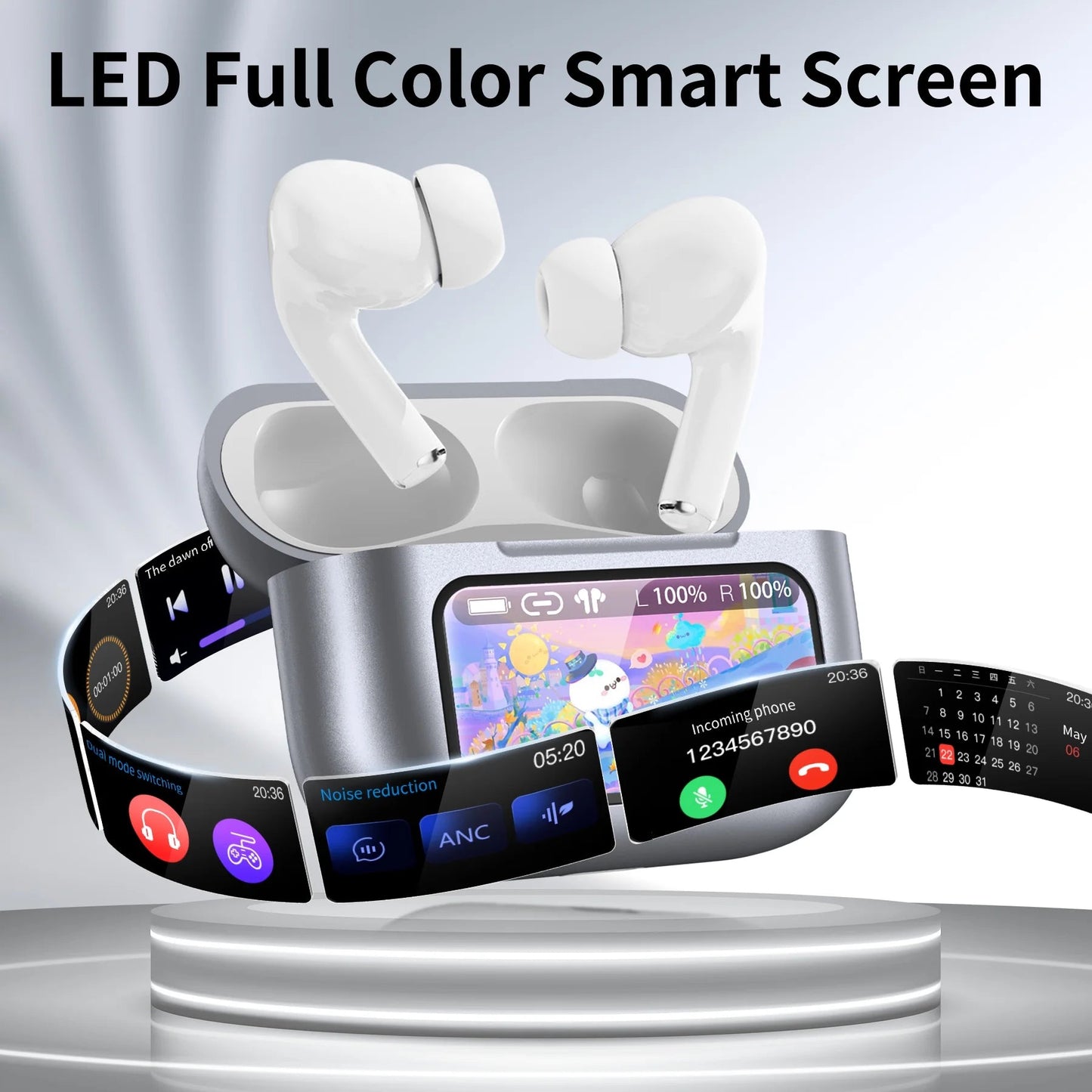 Wireless Bluetooth Touchscreen Earbuds 75H Battery 6 EQ Modes ANC Noise Cancelling - PREMA TIME - Prema Time