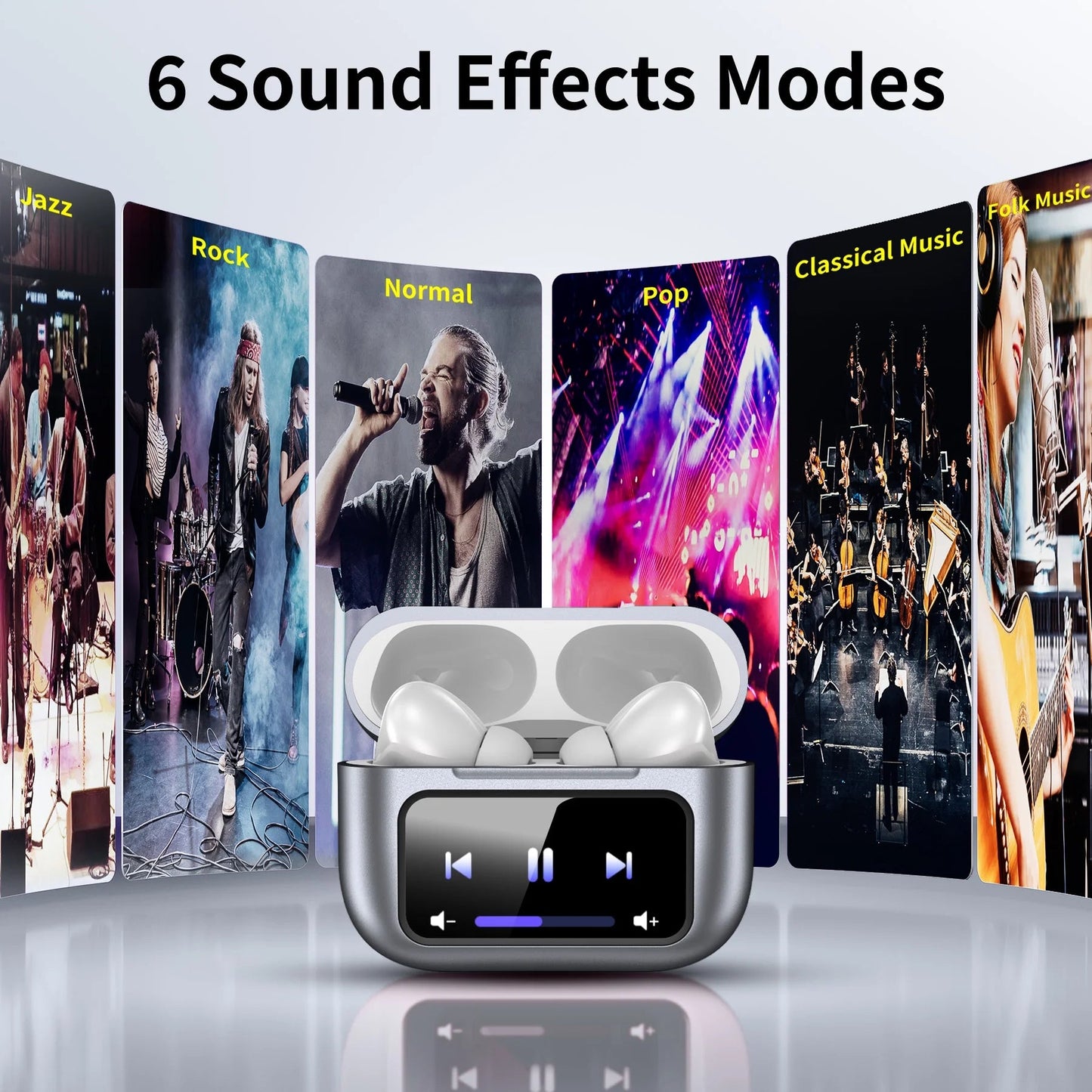 Wireless Bluetooth Touchscreen Earbuds 75H Battery 6 EQ Modes ANC Noise Cancelling - PREMA TIME - Prema Time