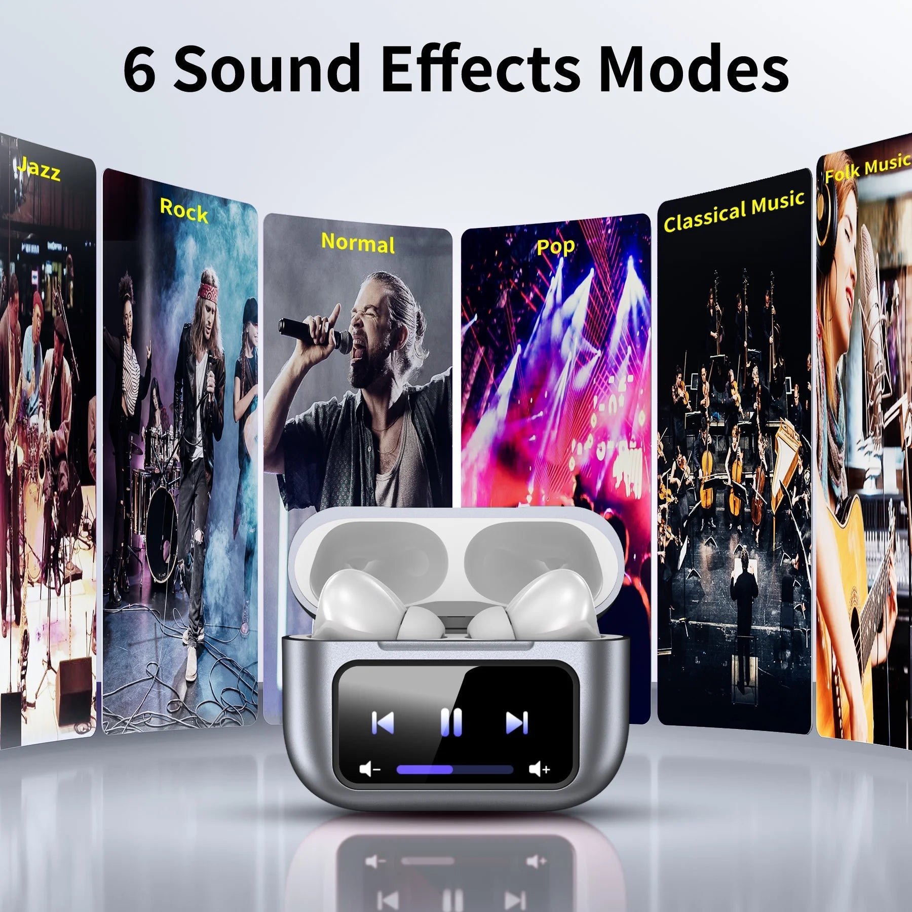 Wireless Bluetooth Touchscreen Earbuds 75H Battery 6 EQ Modes ANC Noise Cancelling - PREMA TIME - Prema Time