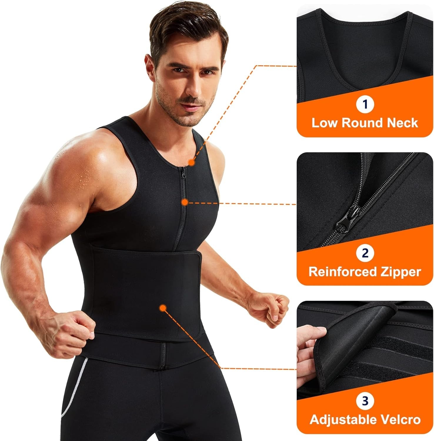 Neoprene Sauna Suit Men Waist Trainer Vest Zipper Body Shaper Tank Top | PREMA TIME - Prema Time