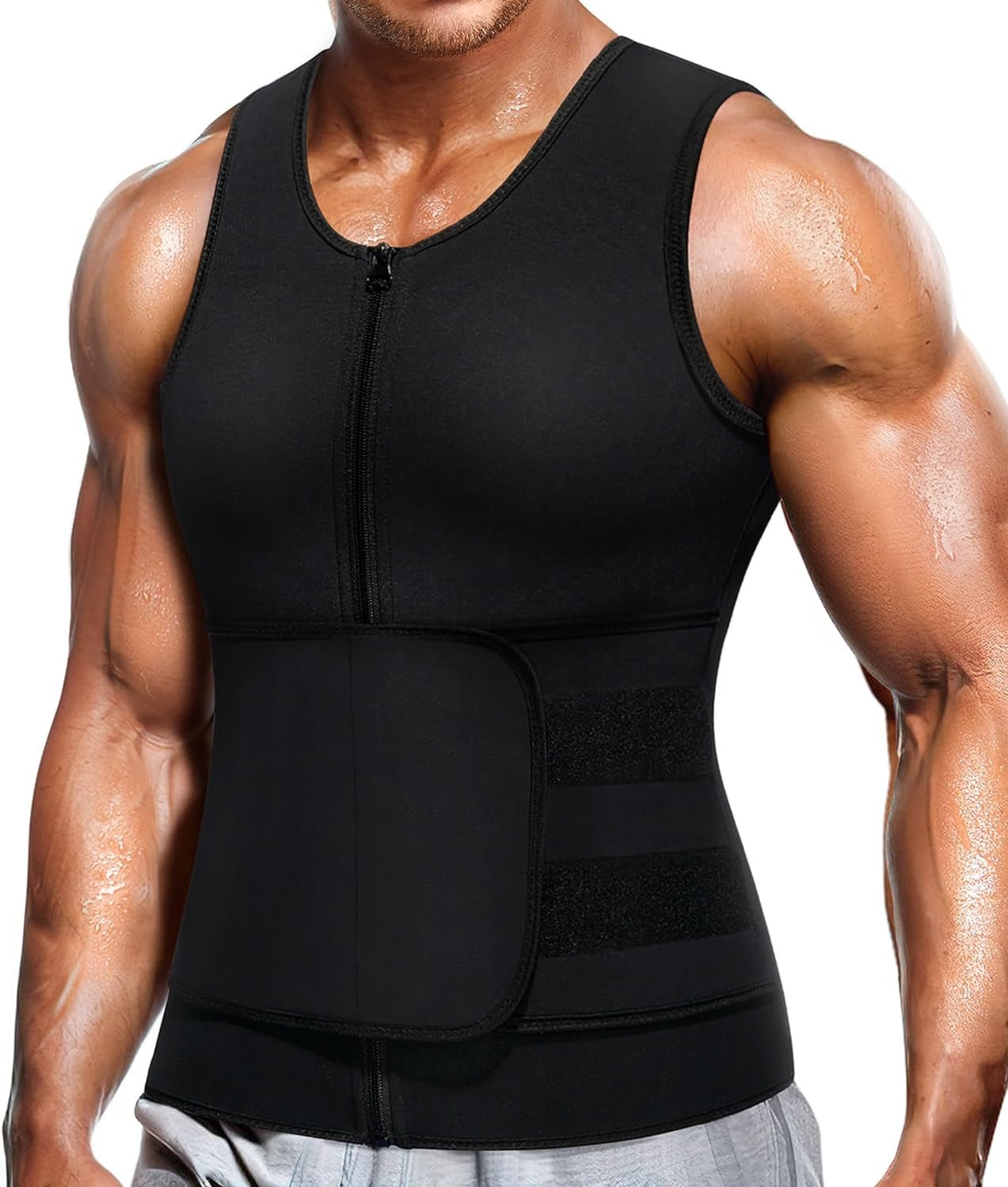 Neoprene Sauna Suit Men Waist Trainer Vest Zipper Body Shaper Tank Top | PREMA TIME - Prema Time