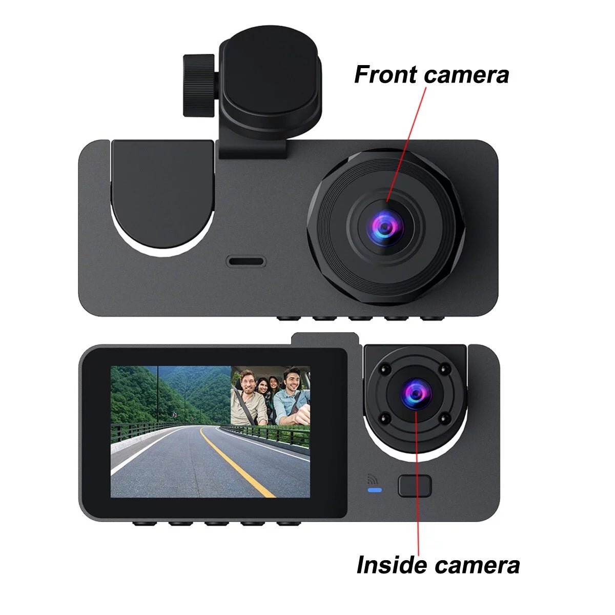Wuketin 1080P 3 Channel Dash Cam Front Rear Inside Night Vision 32GB SD Card - PREMA TIME - Prema Time