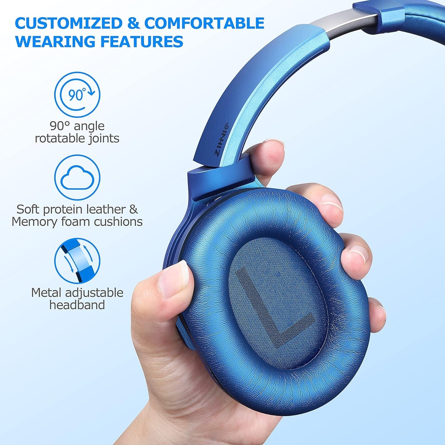 ZIHNIC Active Noise Cancelling Headphones 40H Playtime Bluetooth Wireless - PREMA TIME - Prema Time